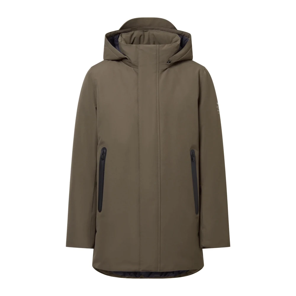 Ecoalf Women's Green Winter Jackets, M, Upcycled Parko Coat In Khaki