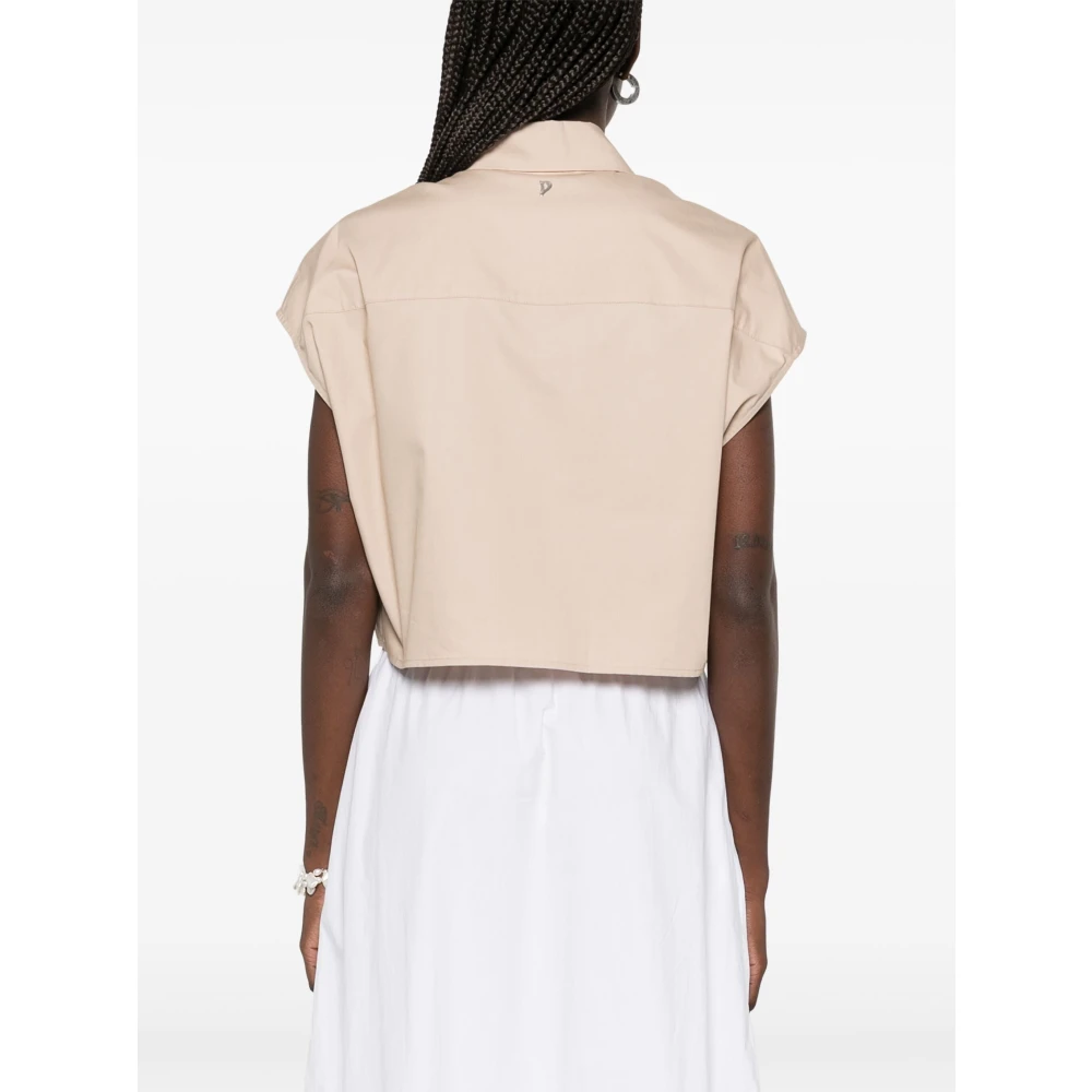 Dondup Mouwloze Cropped Shirt Beige Dames