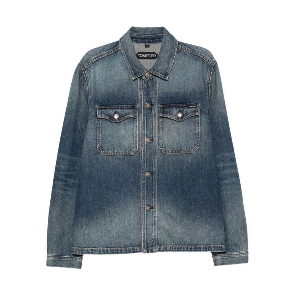 Tom Ford Uomo Blu Giacca Bottoni In Denim - Immagine 2