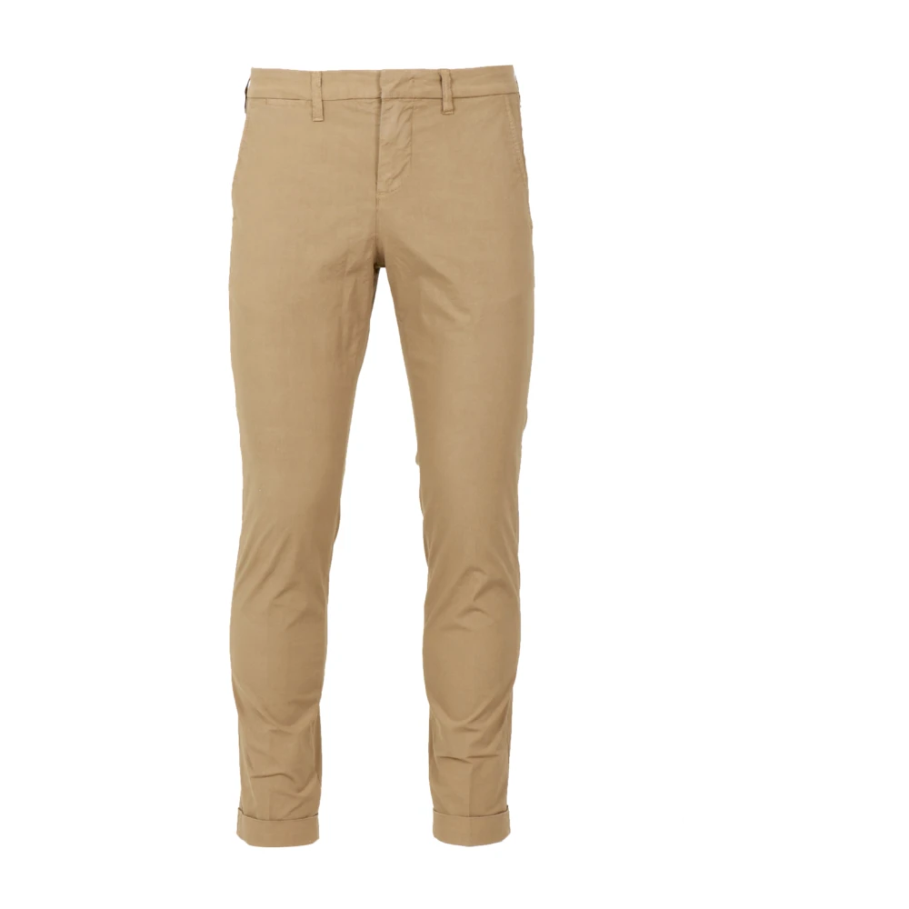 Fay Mannelijk Beige Broeken Heren, W34, Katoen, Stretch Gabardine Slim Broek