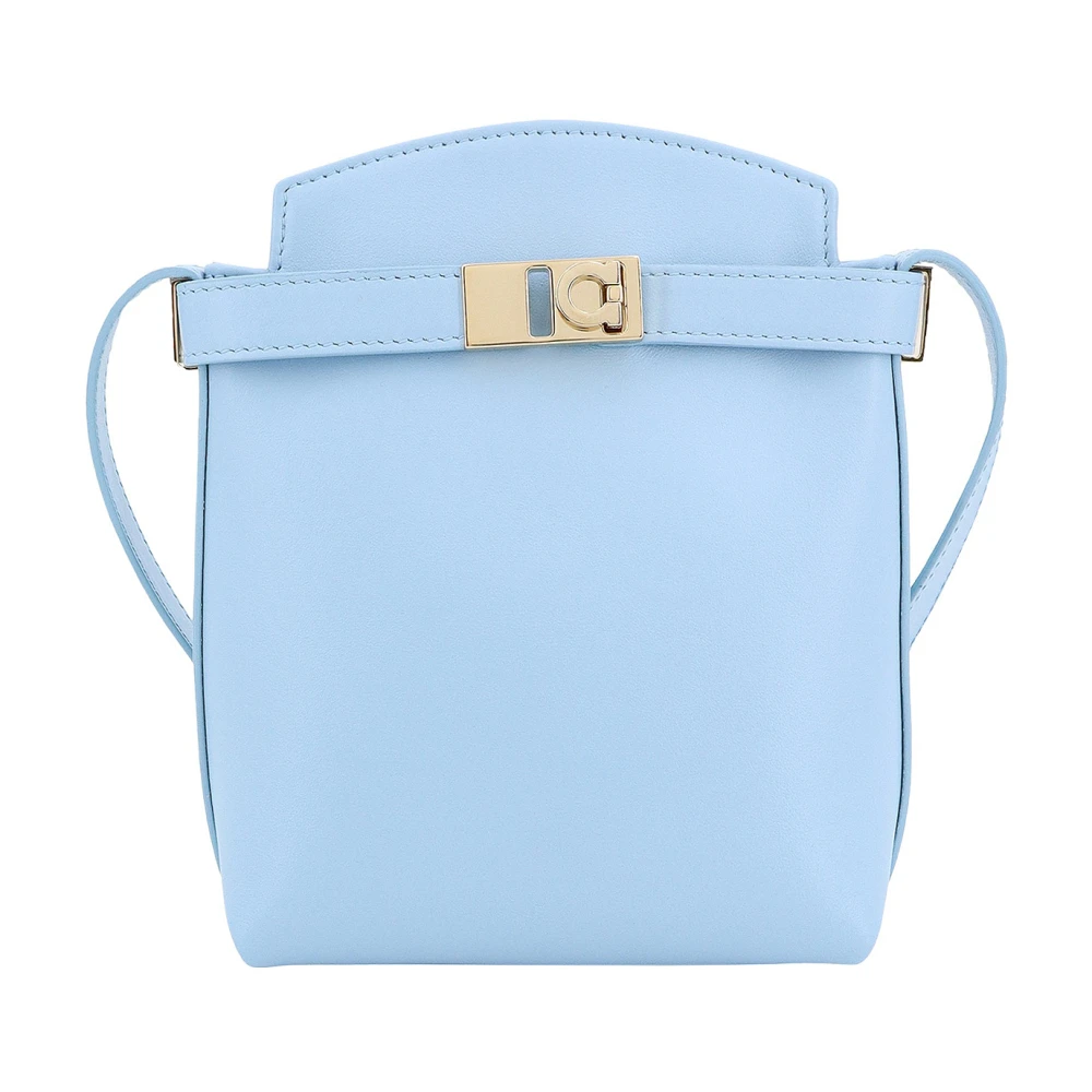 Salvatore Ferragamo Blauwe Leren Schoudertas met Gancini Blue Dames