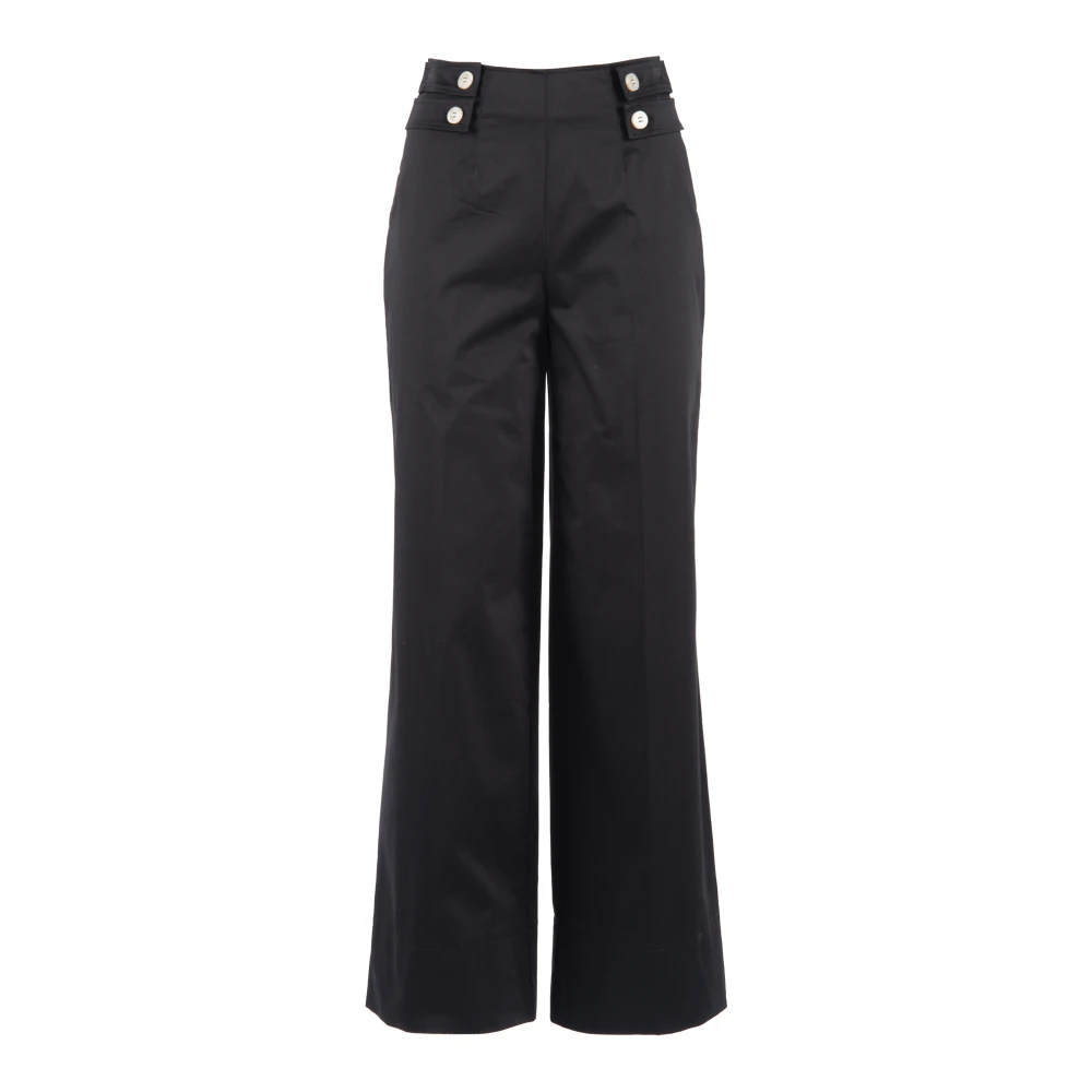 Nenette Wijde Pijp Katoenen Broek Zwart Black Dames