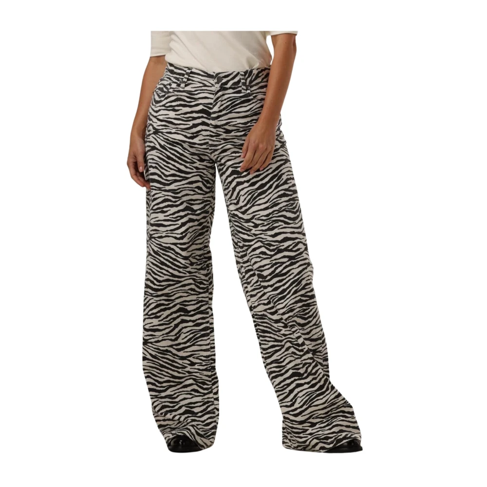 Co'Couture Zion Zebra Wide Pant Black Dames