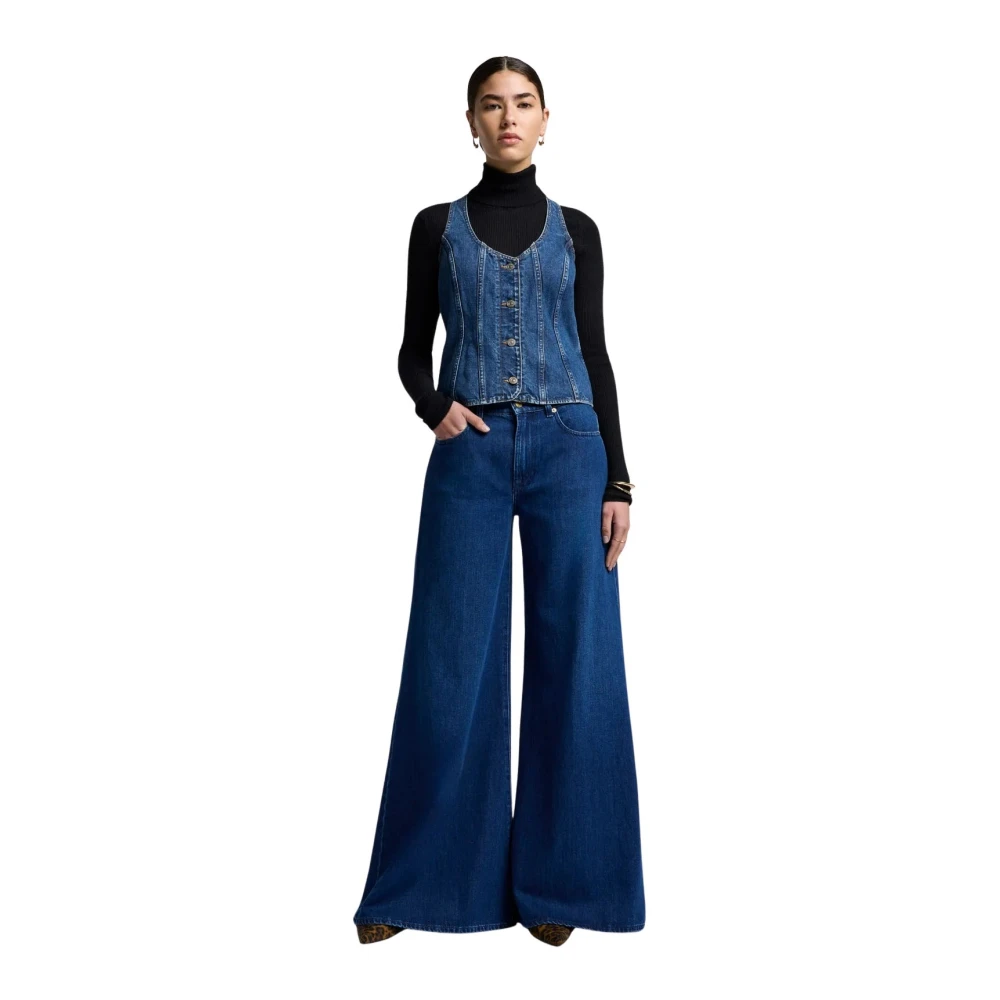 7 For All Mankind Premium Denim Jeans Willow Wide Blue Dames