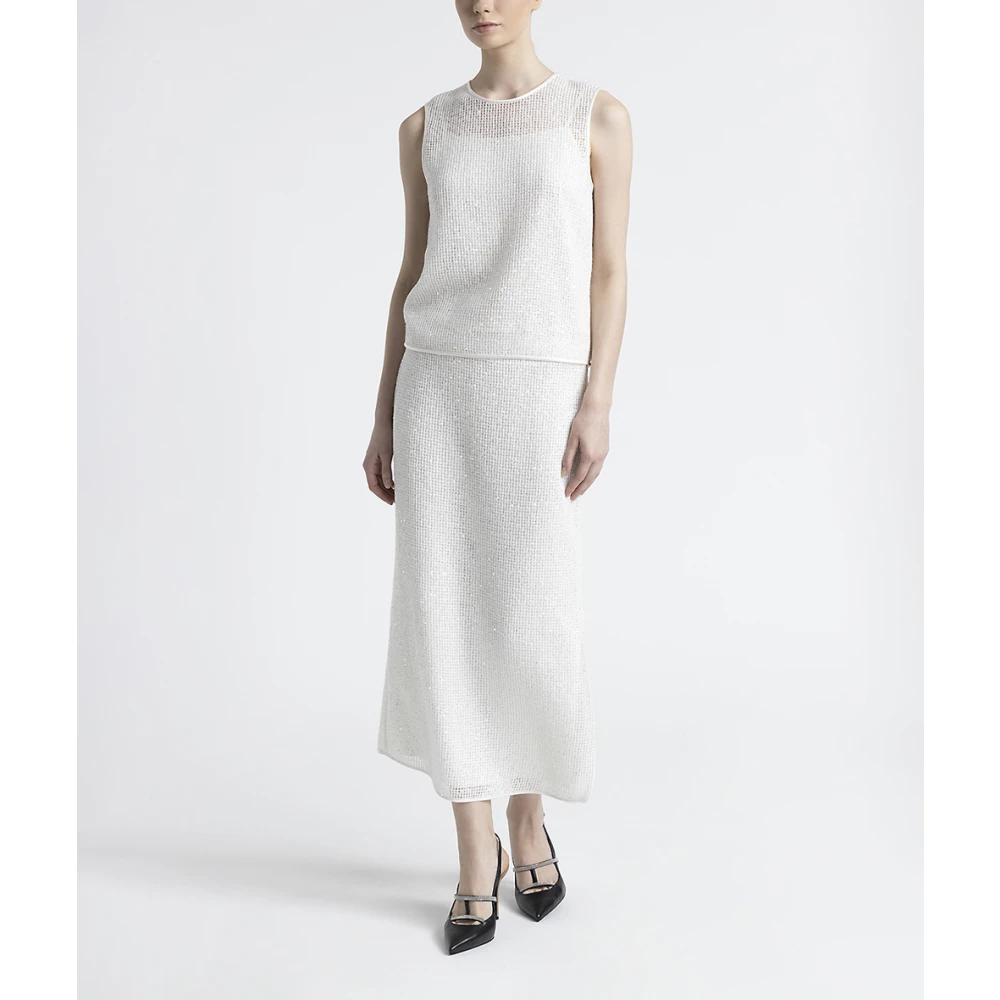 PESERICO Wollen en mohair mesh gebreide top White Dames