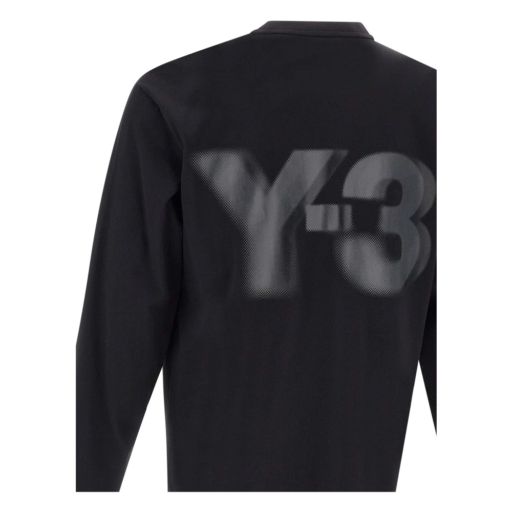 Y-3 Zwarte Katoenen Sweater met Logo Print Black Heren
