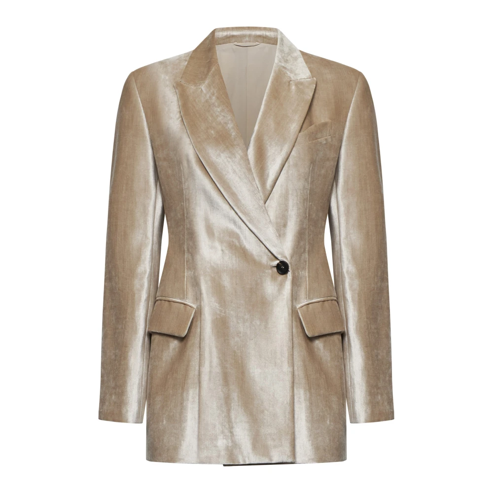 BRUNELLO CUCINELLI Elegante Beige Jas Beige Dames
