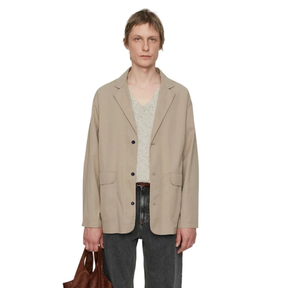 Mfpen Beige Twill Jas met Relaxte Pasvorm Gray Heren