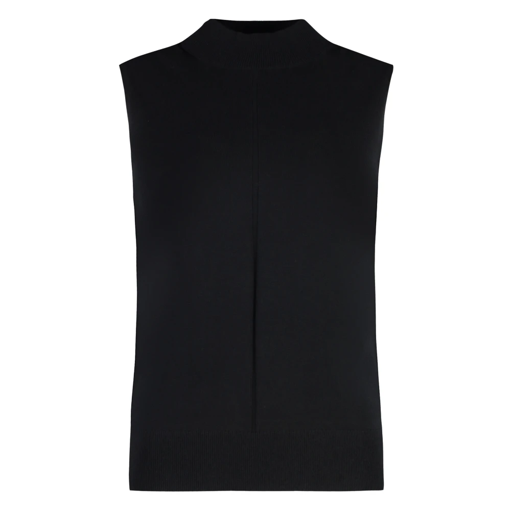 Calvin Klein Räfflad Stickad Mock Turtleneck Vest Black, Dam