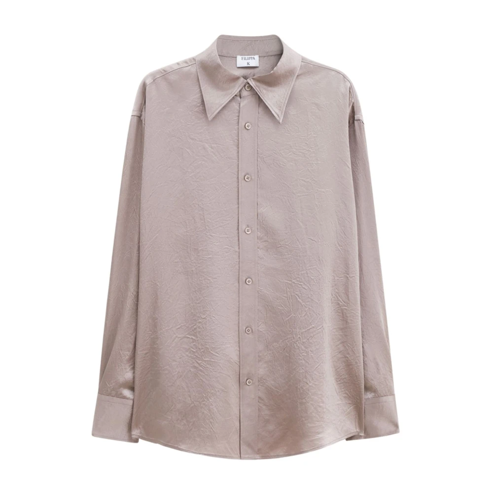 Filippa K Beige Gekreukeld Overhemd met Oversized Kraag Beige Dames