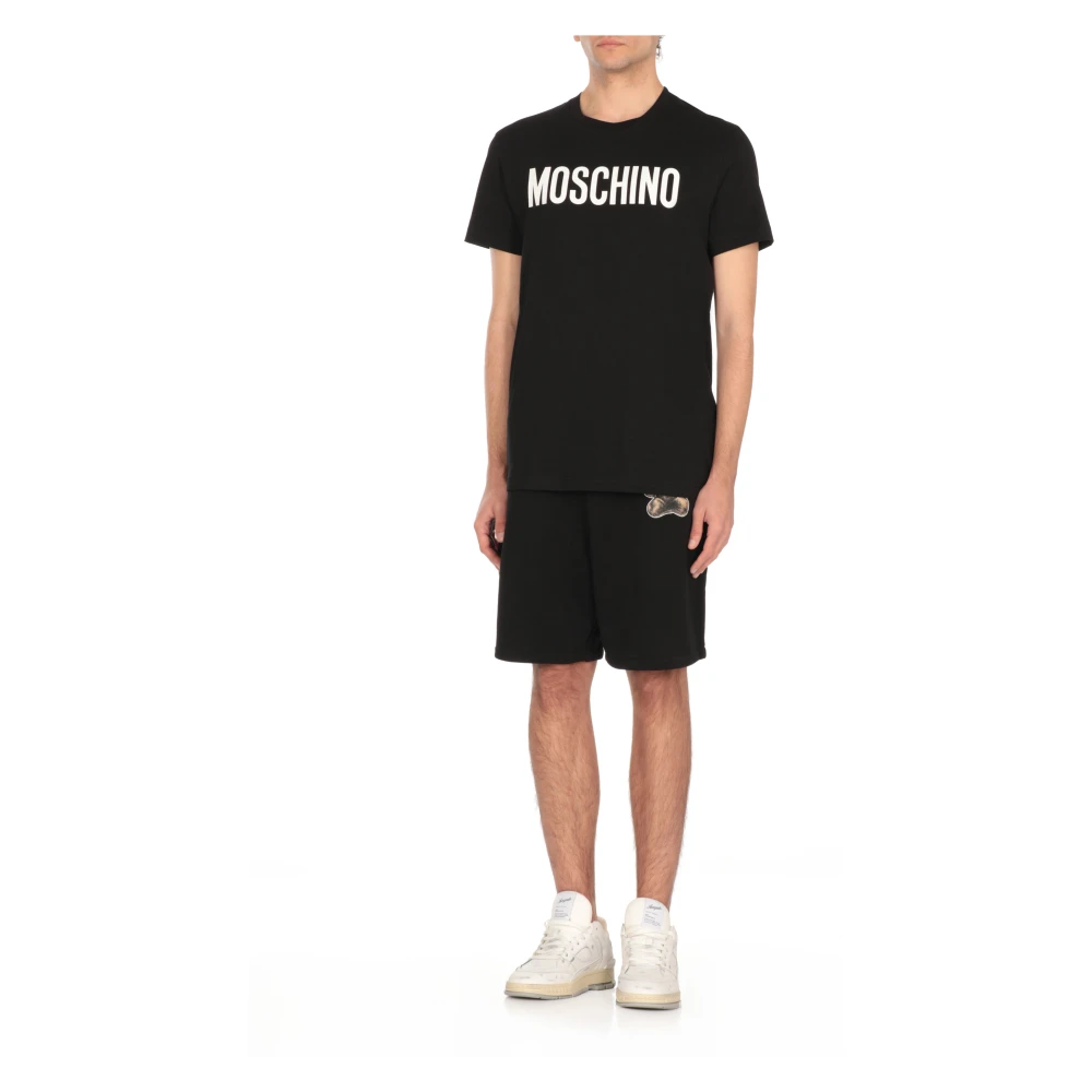 Moschino Zwarte Katoenen T-shirt met Logo Black Heren