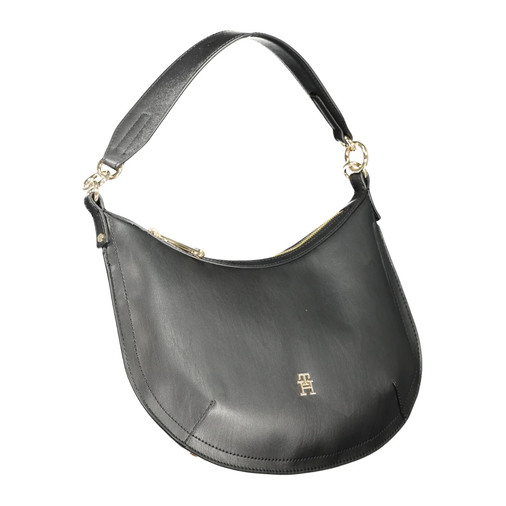 Tommy Hilfiger Zwarte Schoudertas met Afneembare Banden Black Dames