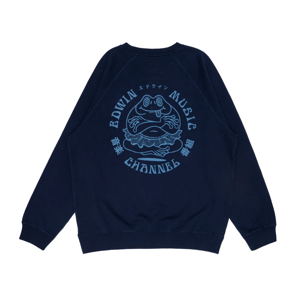 Edwin Katoenen Oversized Sweatshirt Music Channel Blue Heren