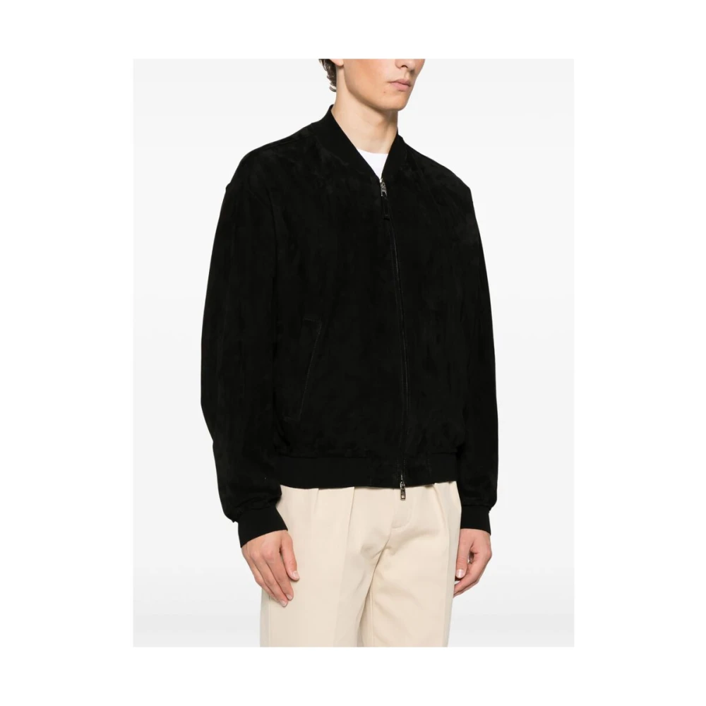 Dolce & Gabbana Zwarte Baseball Kraag Rits Jas Black Heren