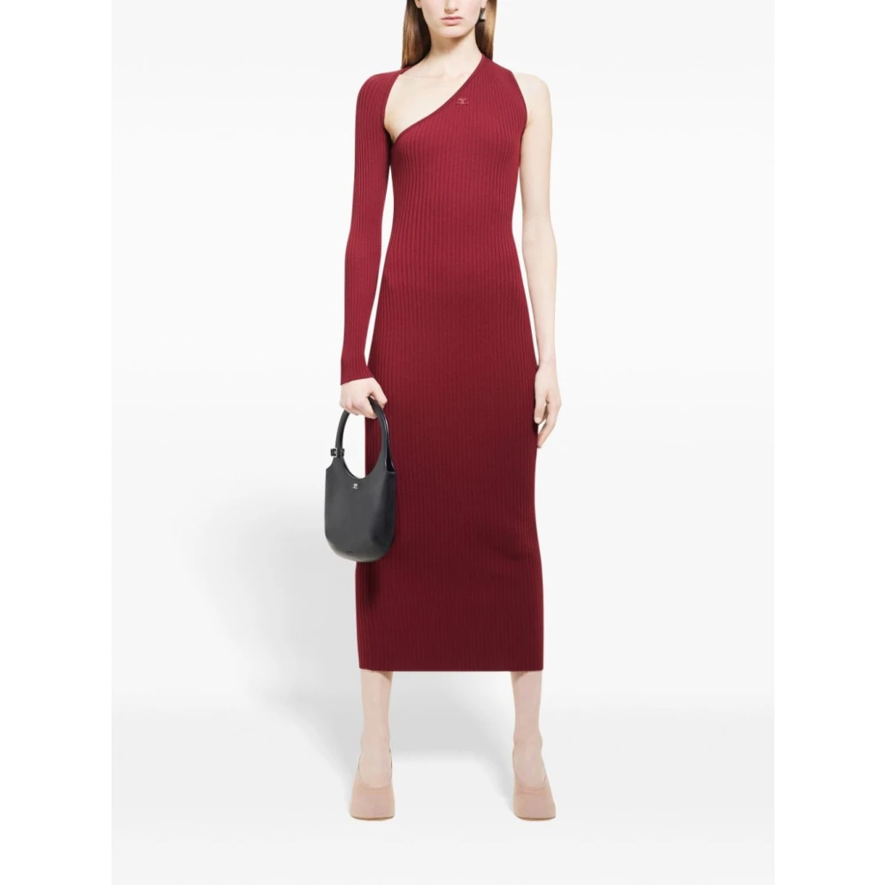 Courrèges Asymmetrische Lange Jurk Bordeaux Rood Red Dames