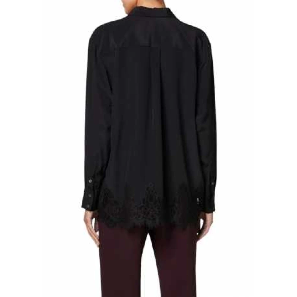 Paul Smith Zwarte Oversized Kant Zijden Chemise Black Dames