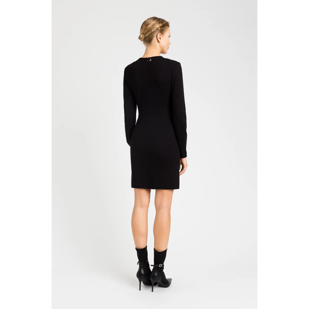 Twinset Zwarte Jersey Jurk met Tule Inzet Black Dames
