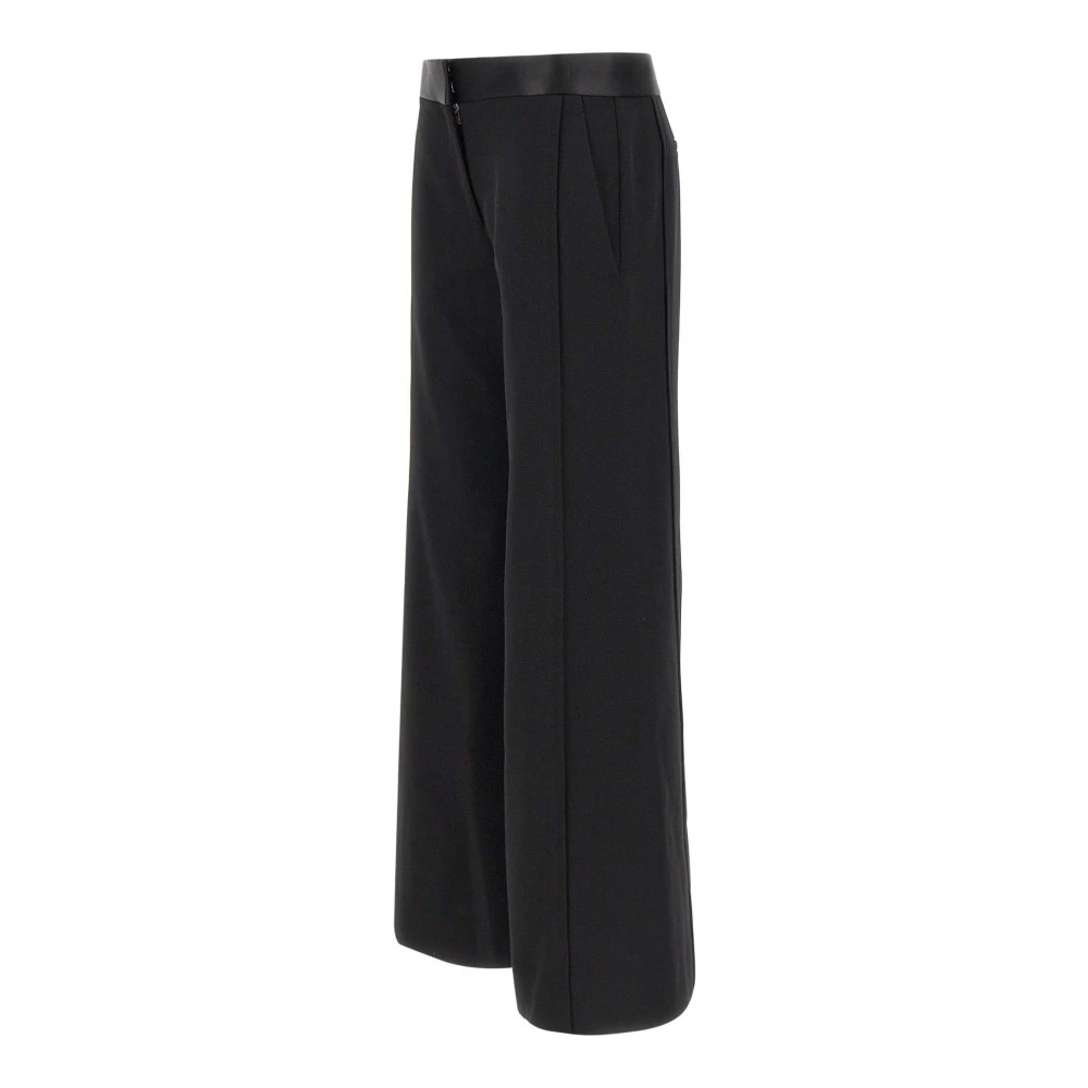 Victoria Beckham Zwarte wollen blend broek met satijnen taille Black Dames