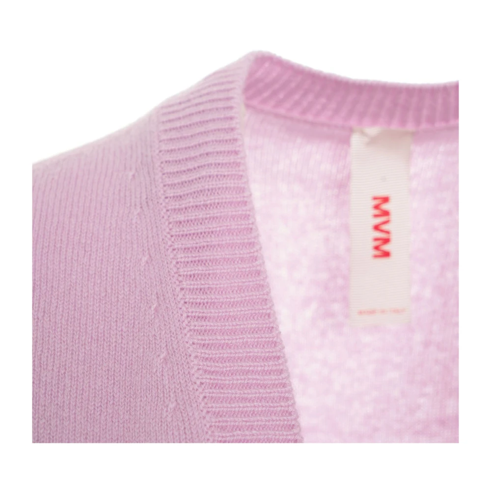 MVM Roze Kasjmier V-hals Gilet Gebreide kleding Pink Dames