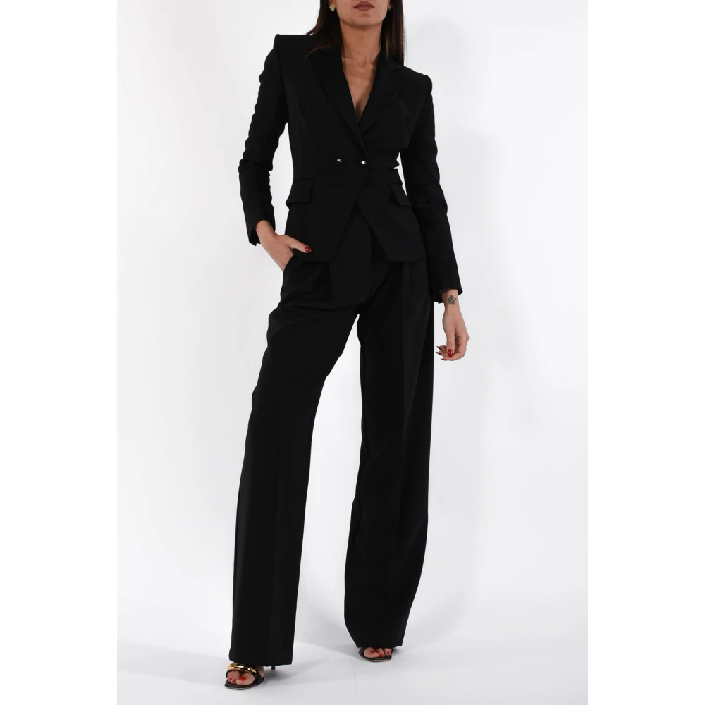 Elisabetta Franchi Satin Revers Crepe Jas Black Dames