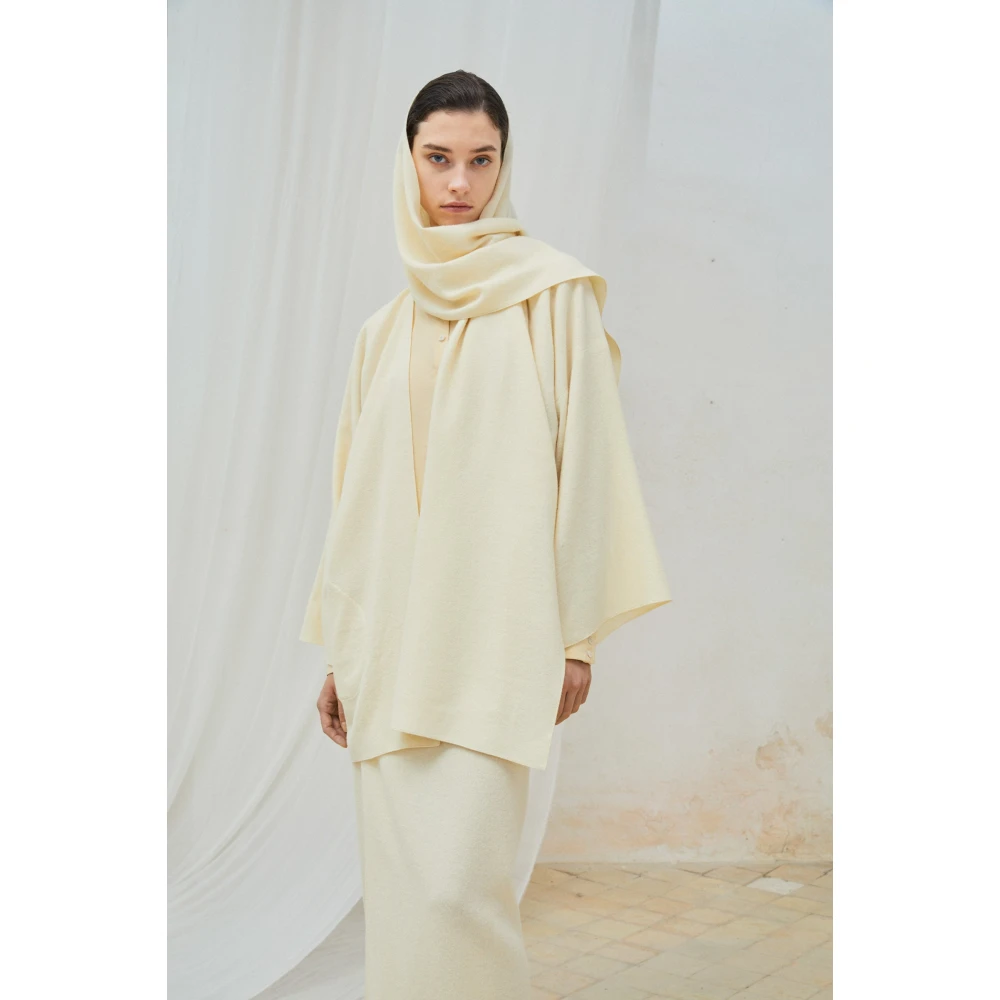 Cortana Yak Wol Shawl Kraag Jas Beige Dames