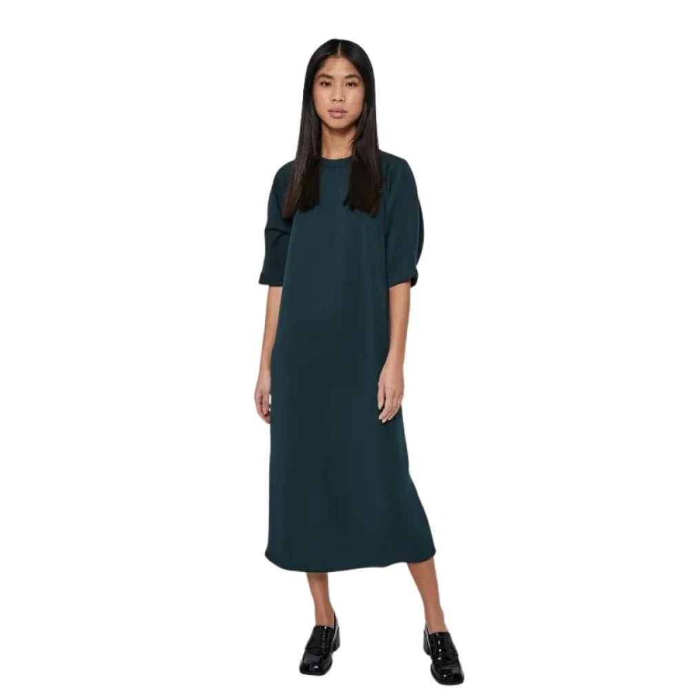 Norr Donkergroene jurk met korte mouwen Green Dames