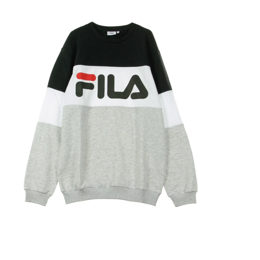 Fila Geblokkeerde Crew Sweatshirt in Zwart Grijs Multicolor Heren