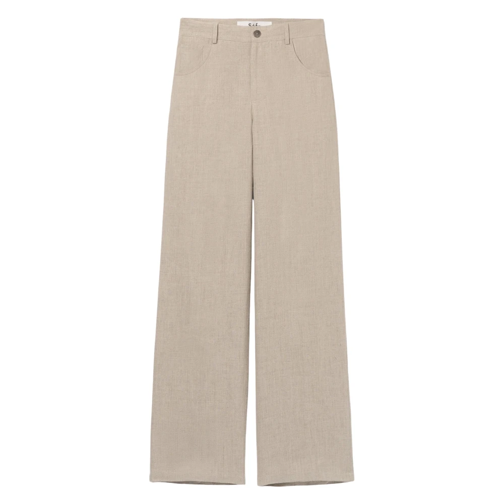 Séfr Men's Beige Wide Trousers, L, Arno Trouser