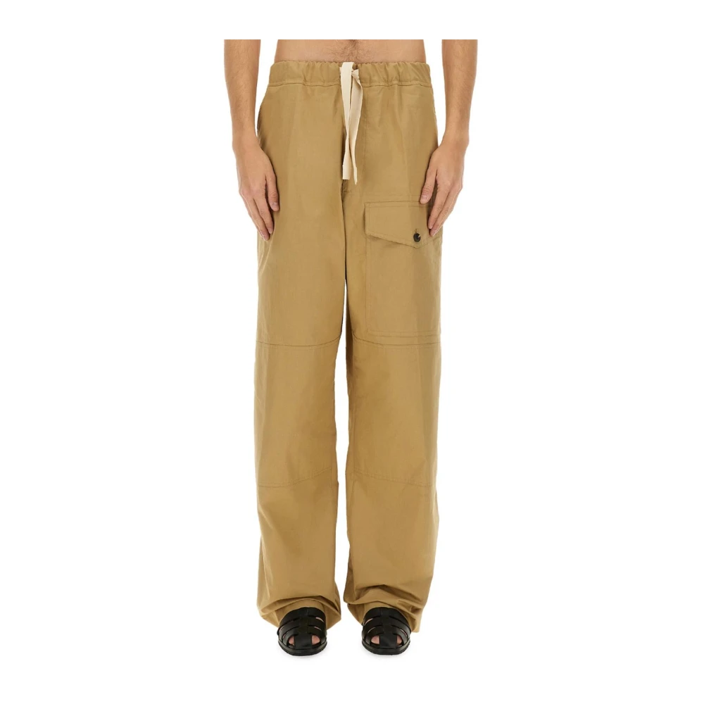 Dries Van Noten Beige Wide Trousers, Male, M, Cargo Trousers