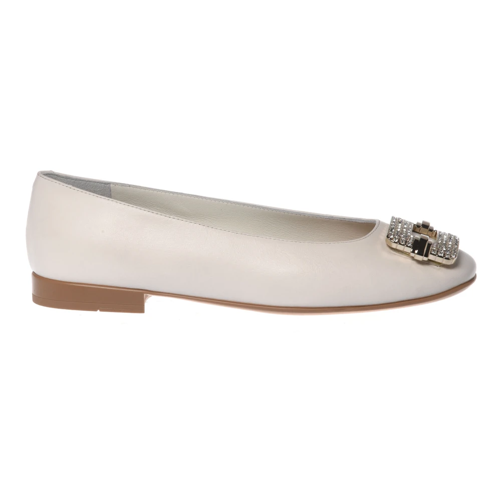 Baldinini Women's White Ballerina Shoes, 7 Uk, Leather Ballerina