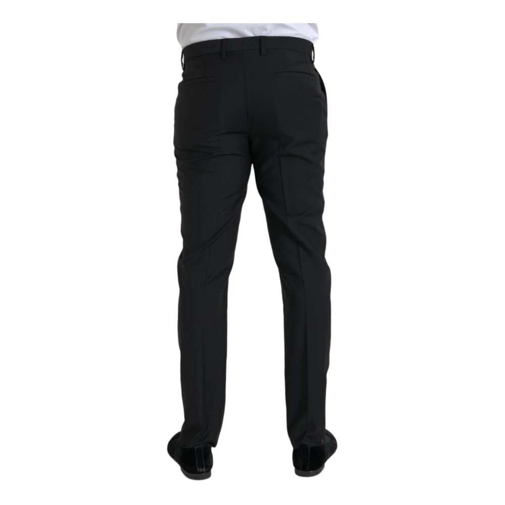 Dolce & Gabbana Zwarte Wol Slim Fit Pantalon Black Heren