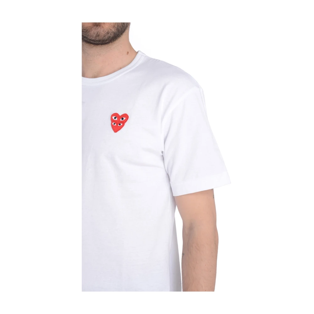 Comme des Garçons Play Witte hartprint Slim Fit T-shirt White Heren