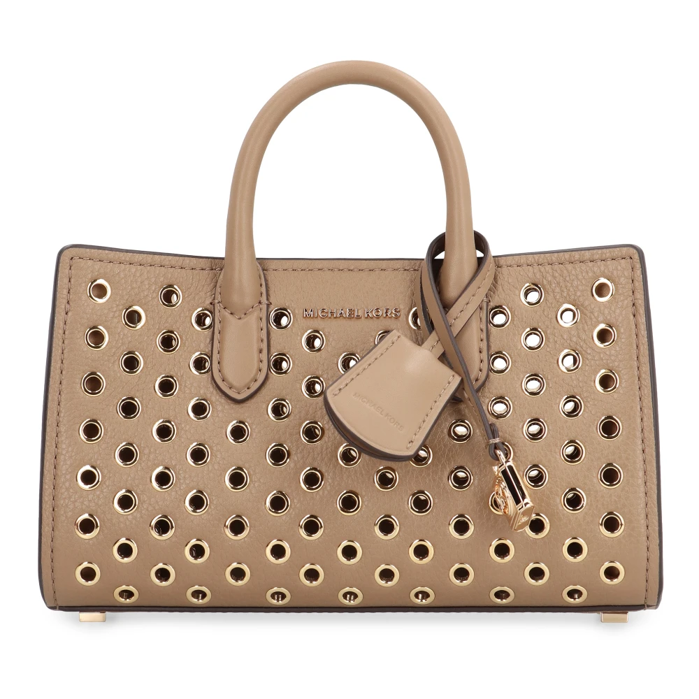 Michael Kors Leren handtas met metalen oogjes Beige Dames