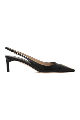 Sko i läder med slingback-klack