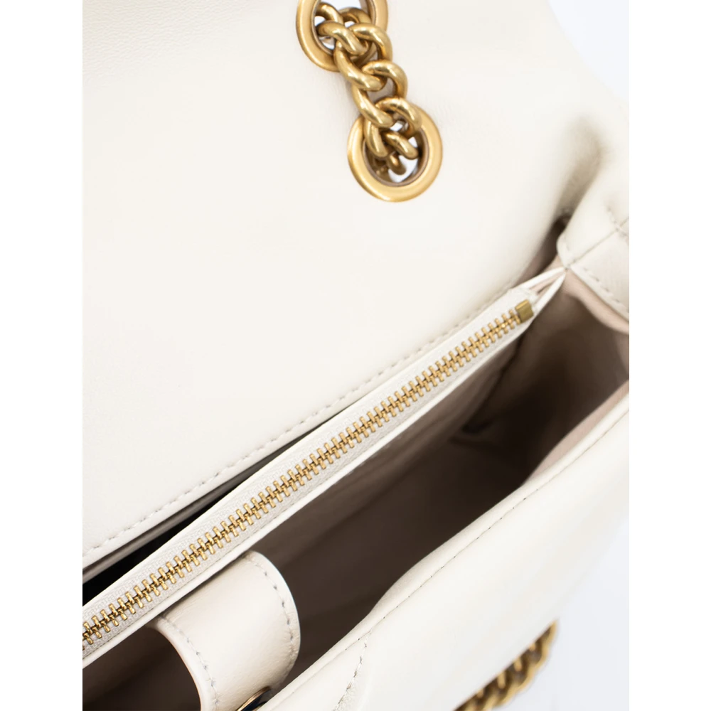 pinko Gewatteerde leren Love Bag met Birds gesp White Dames