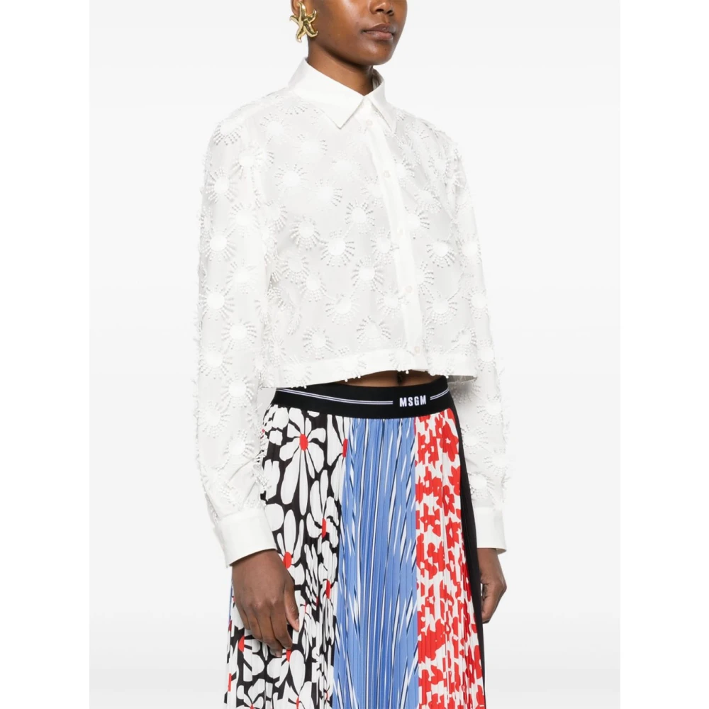 Msgm Witte Button-Up Overhemd Lange Mouwen White Dames
