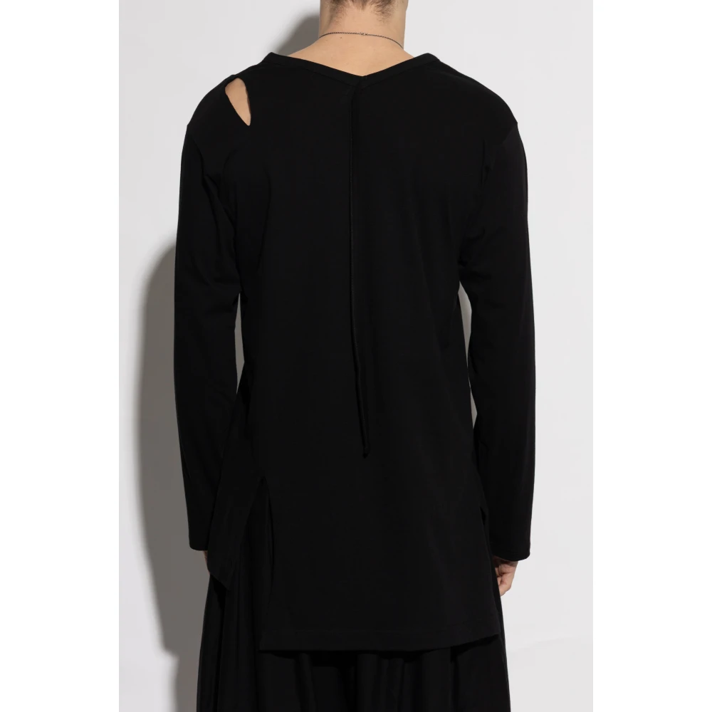 Y-3 Asymmetrisch langemouwenshirt Black Heren