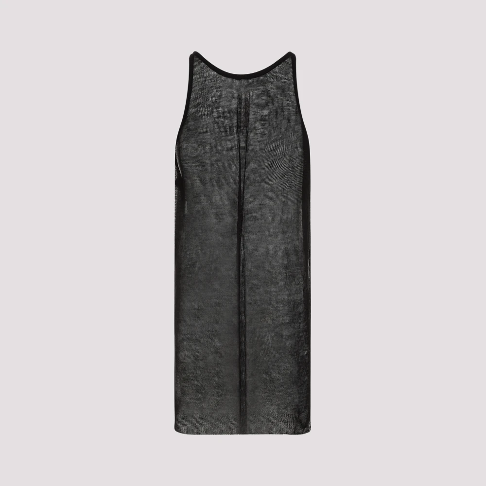 Rick Owens Zwarte Wollen Tanktop Ronde Hals Black Heren