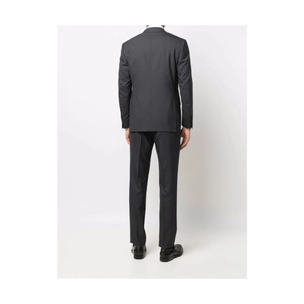 Canali Grijs Wollen Blend Pak met Inkeping Revers Gray Heren