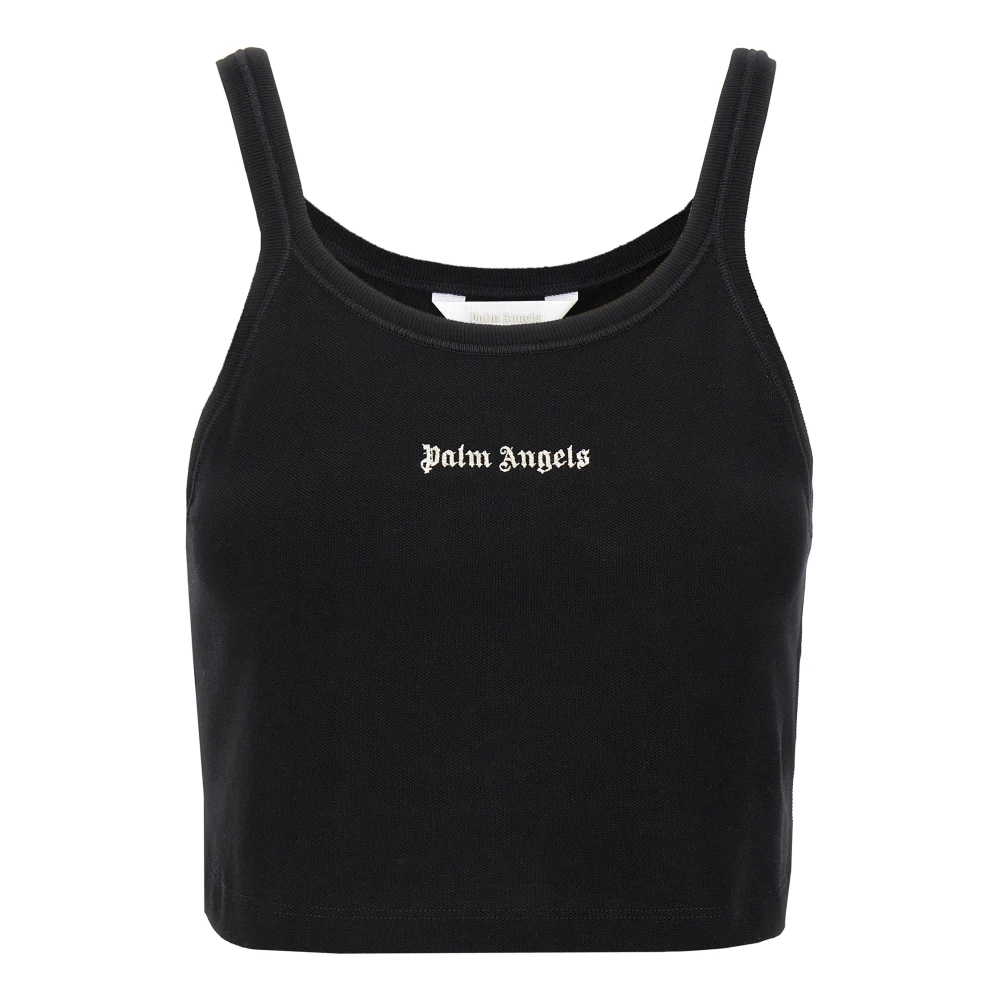 Palm Angels Women's Black Classic Logo Crop Tank Top - Sleeveless Tops - Xs - Tops