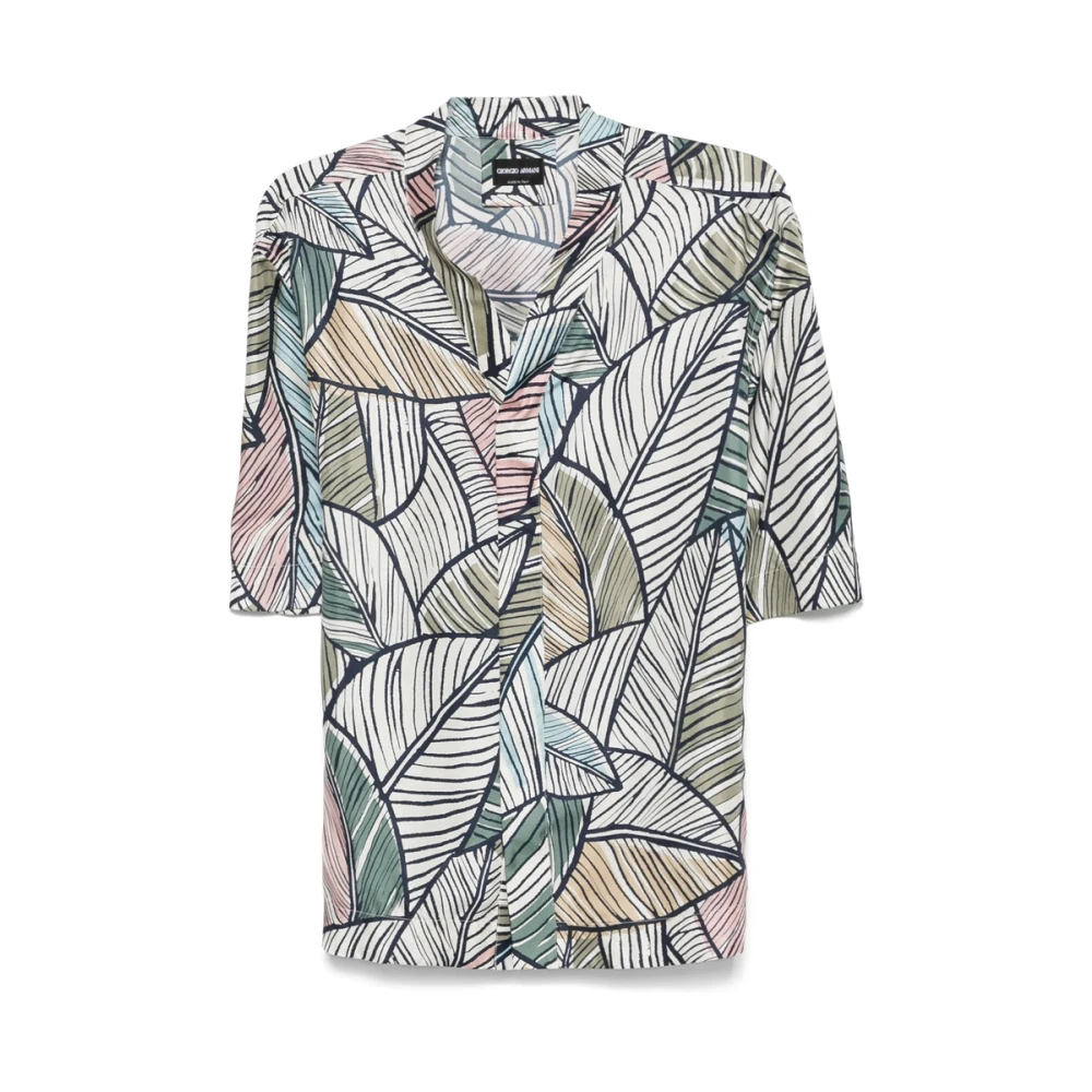 Giorgio Armani Navy Blue V-Hals Shirt Multicolor Heren