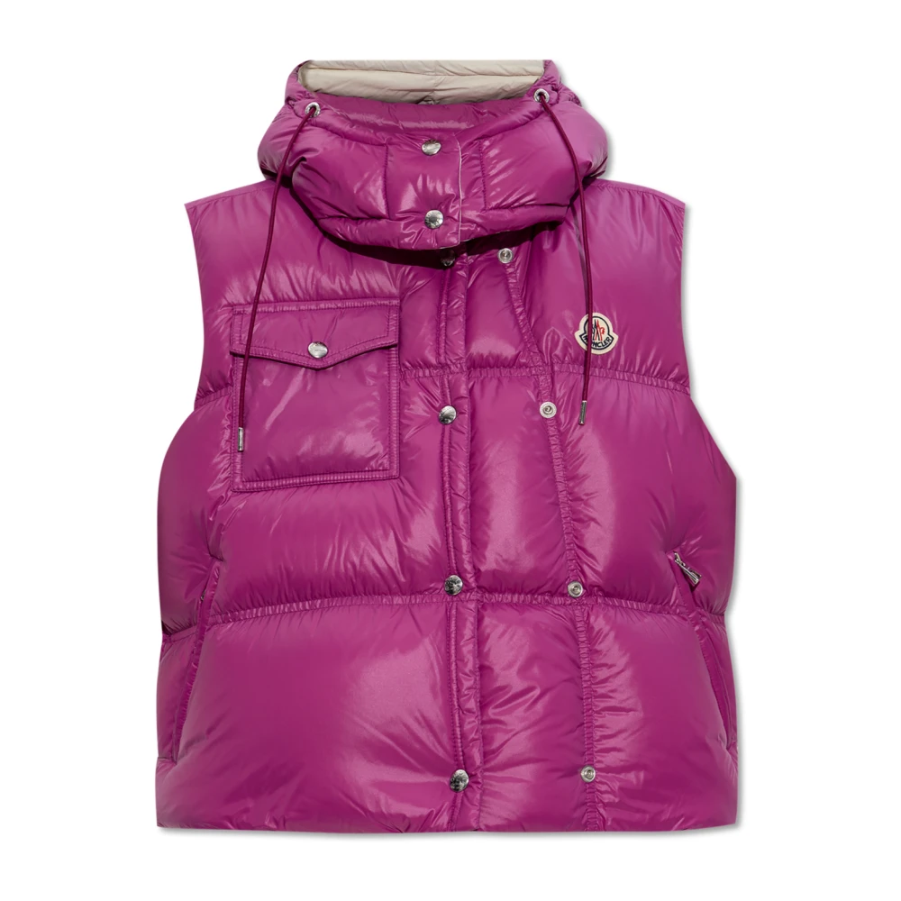 Moncler Pink Waistcoats, Female, M, Down Vest Pario