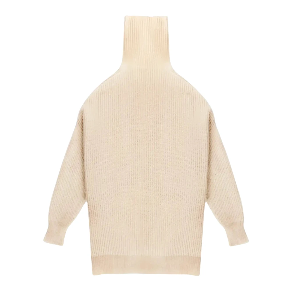 Avant Toi Luxe Oversized Geribbelde Coltrui Beige