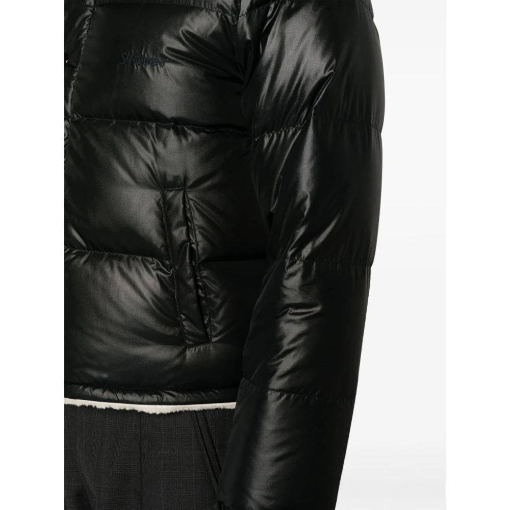 Saint Laurent Puffer Jas met Shearling Voering Black Heren
