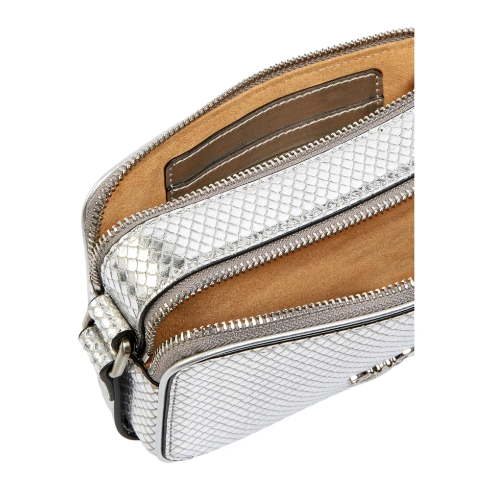 pinko Zilveren Gelamineerde Leren Cameratas Gray Dames