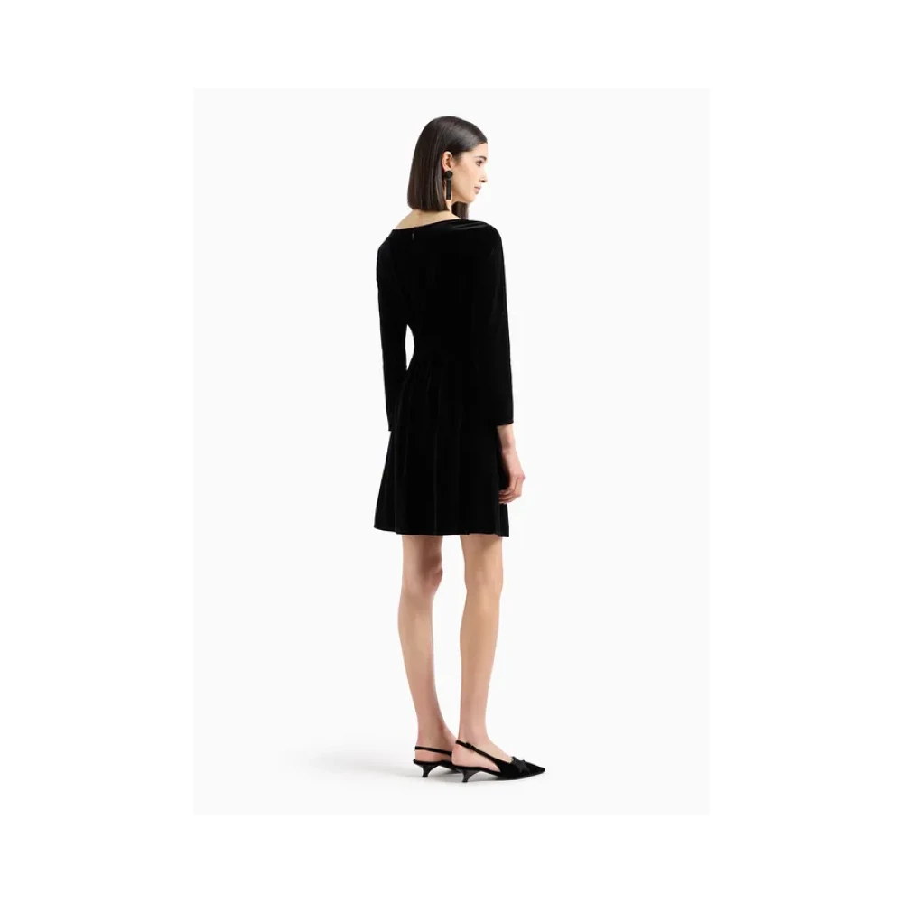 Emporio Armani Wijdvallende chenille jurk met ribbels Black Dames