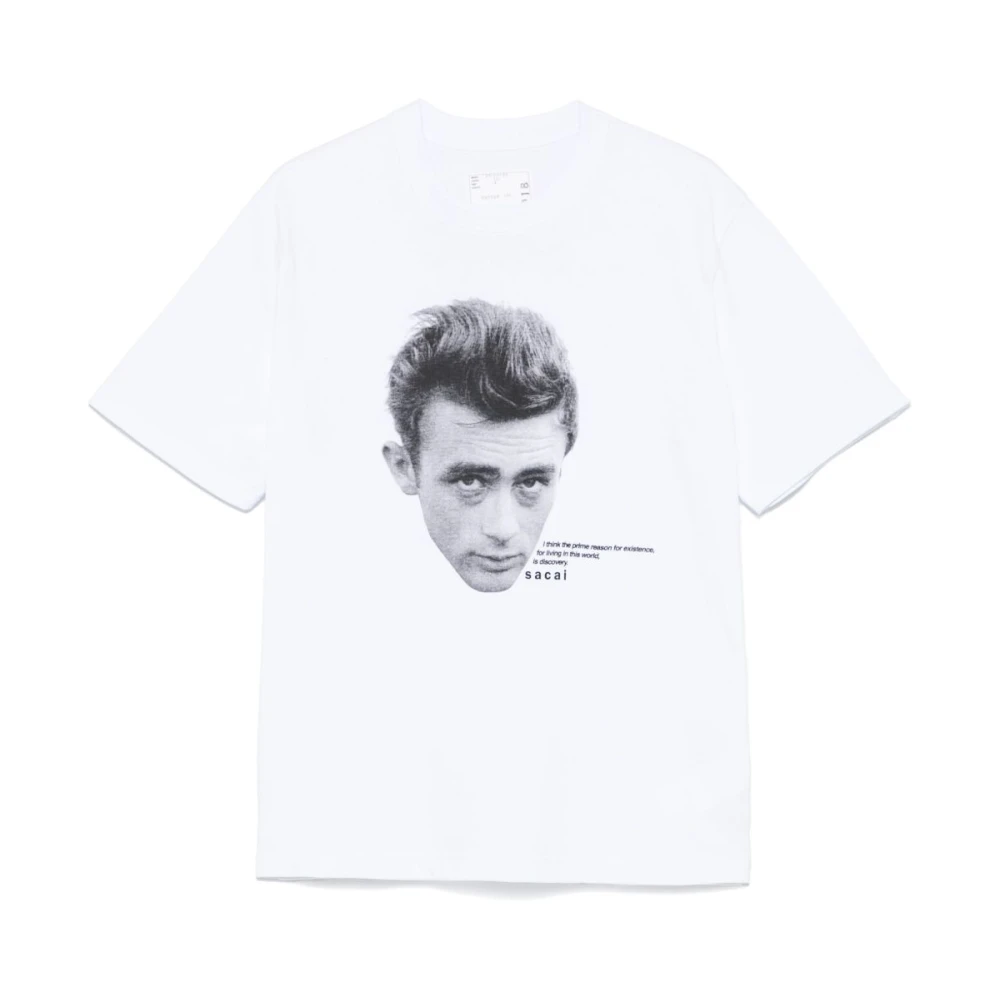 Sacai Witte Crew Neck Korte Mouwen T-shirt White Heren