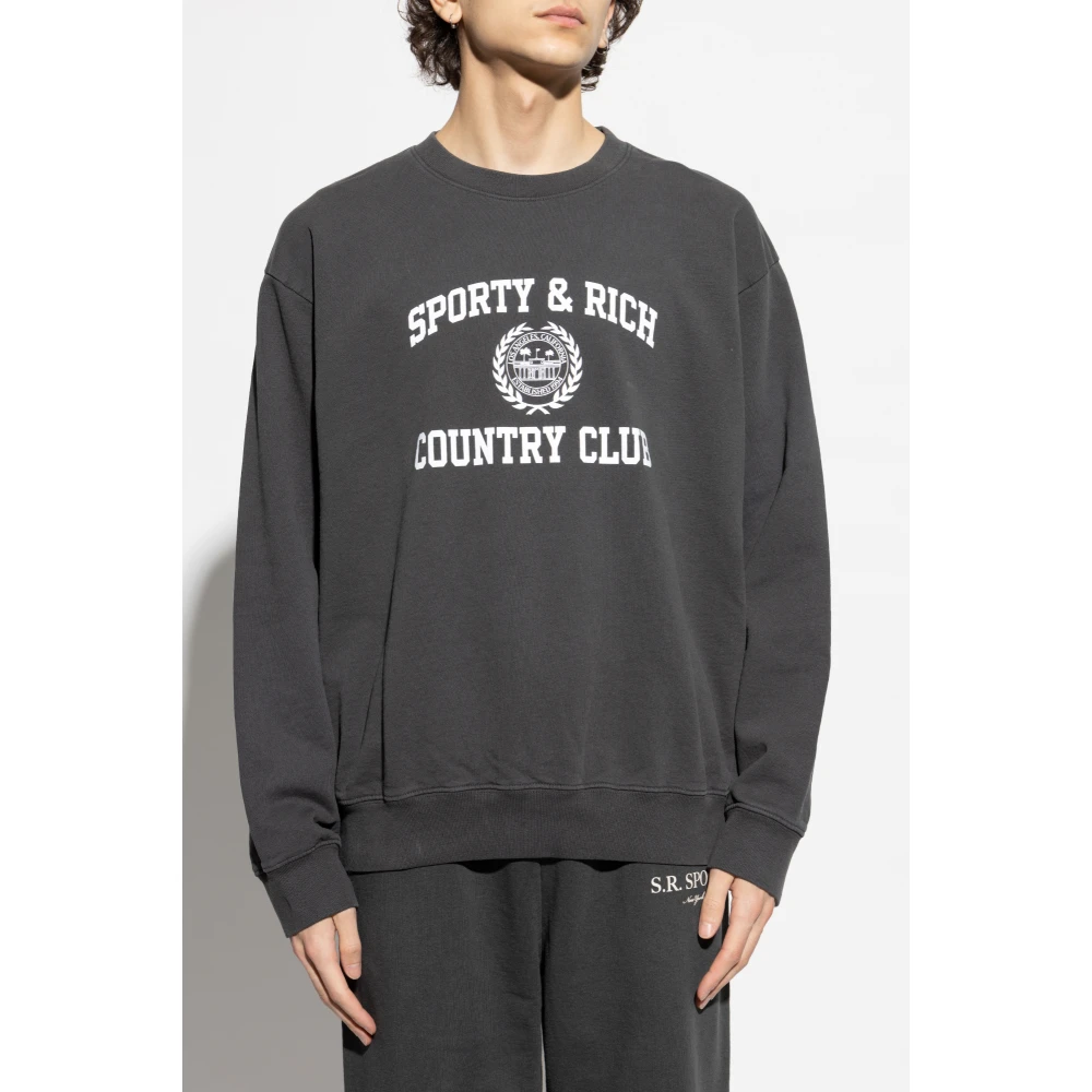 Sporty & Rich Gedrukte sweatshirt uit de Varsity-collectie Gray Heren
