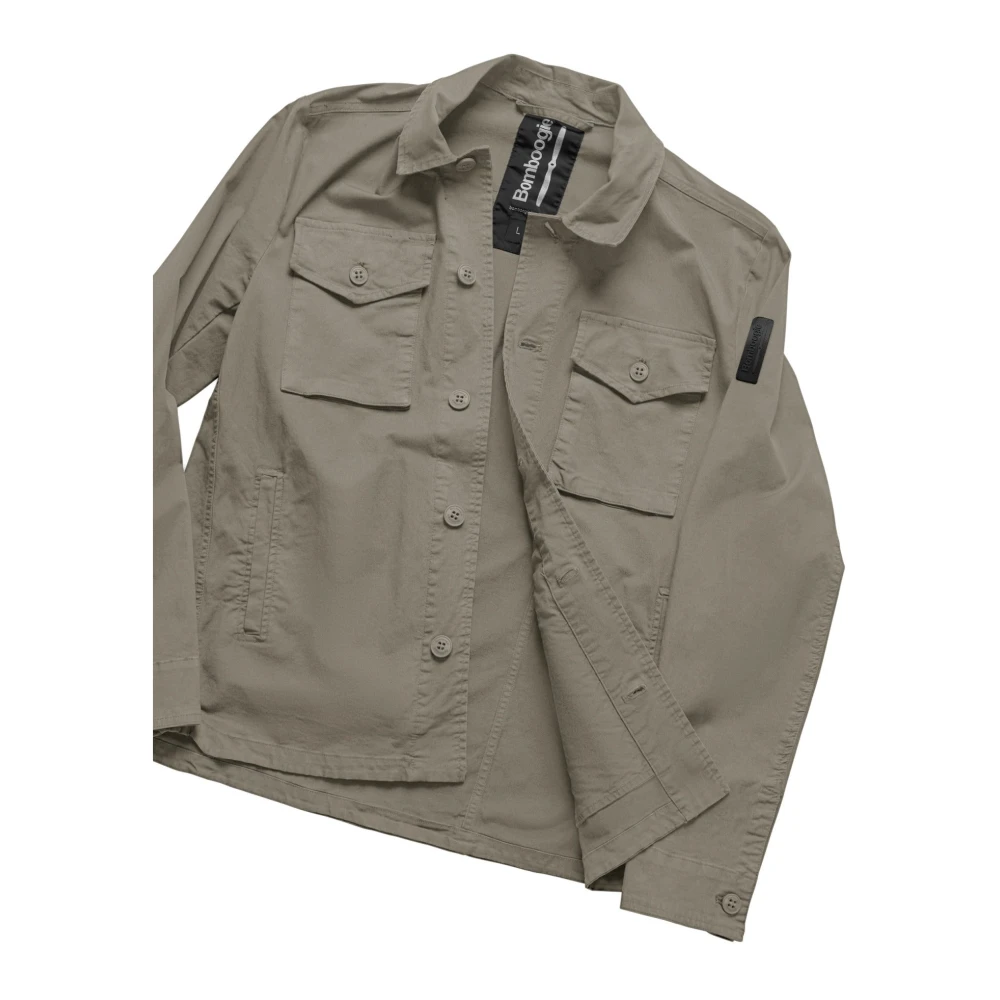 BomBoogie Multi-Pocket Katoen Poplin Overshirt Blue Heren