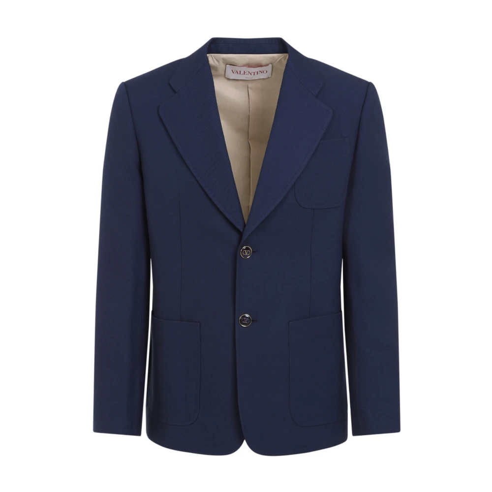 Valentino Elegante wollen blazerjas met revers Blue Heren